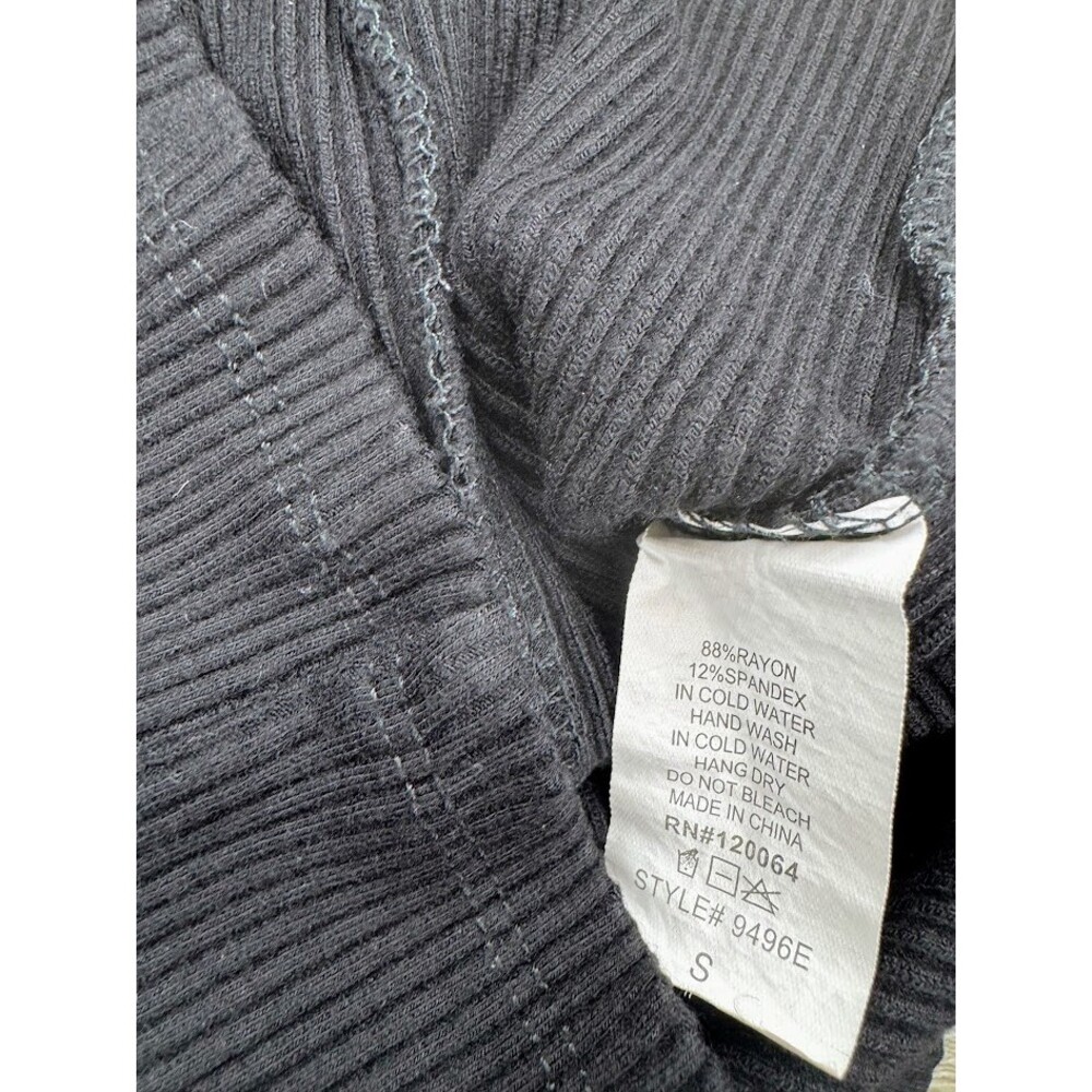 Mind Code Black Ribbed Mini Dress Small Snap Front Bodycon - Picture 5 of 5